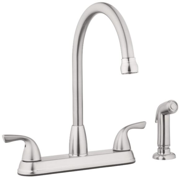 HIGH RISE 2 HANDLE KITCHEN FAUCET W/SPRAY BRUSHED NICKEL