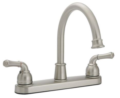TWO HANDLE HIGH ARC KITCHEN FAUCET SATIN NICKEL