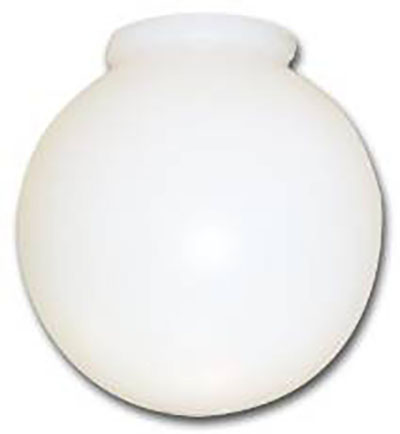 5" White Ball Glass W/Lip