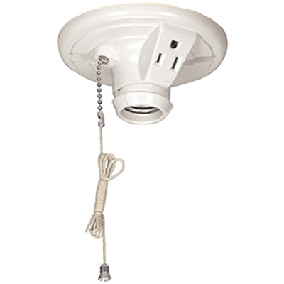 Pullchain Porc Lamp Hold W/Outle