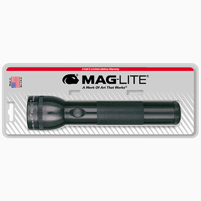 2 C Battery Black Mag Flashlight