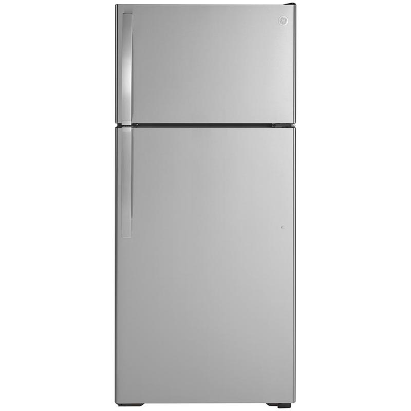 GE 16.6 CF Top Freezer Refrigerator Ice Maker Installed Stainless Steel