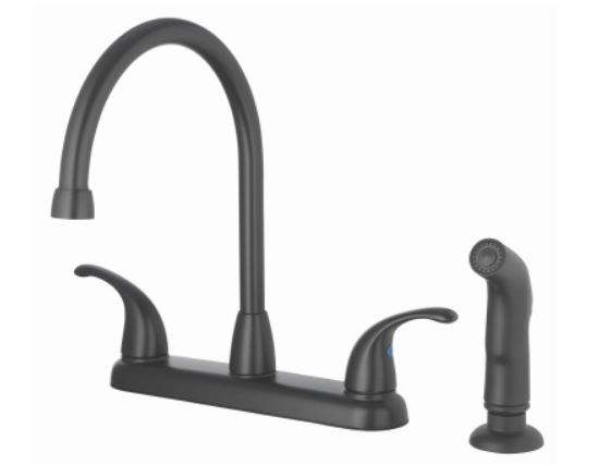MATTE BLACK TWO LEVER HIGH RISE KITCHEN FAUCET WITH OR WITHOUT SPRAY