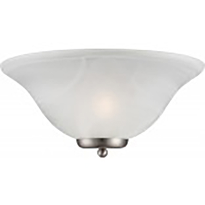 Wall Sconce 1 Light Satin Nickel with Alabaster Glass
