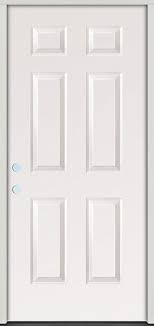 32" x 80" x 1-3/4" SC 2 Bore 6 Panel Metal Exterior Door Unit - Left