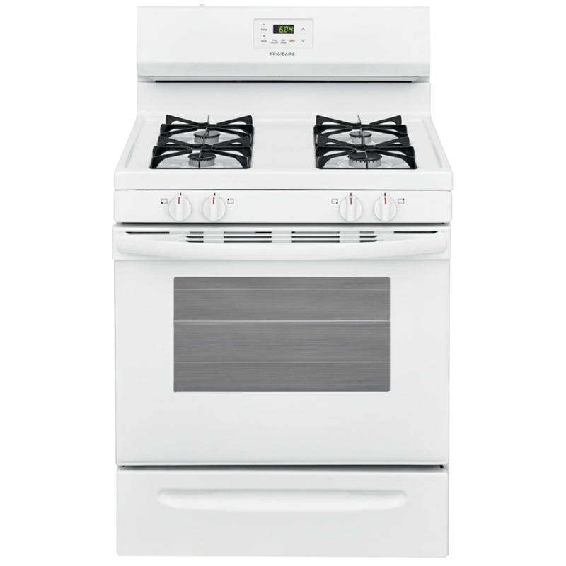 Frigidaire® 30" Free Standing 4 Burner Front Control Gas Range - White