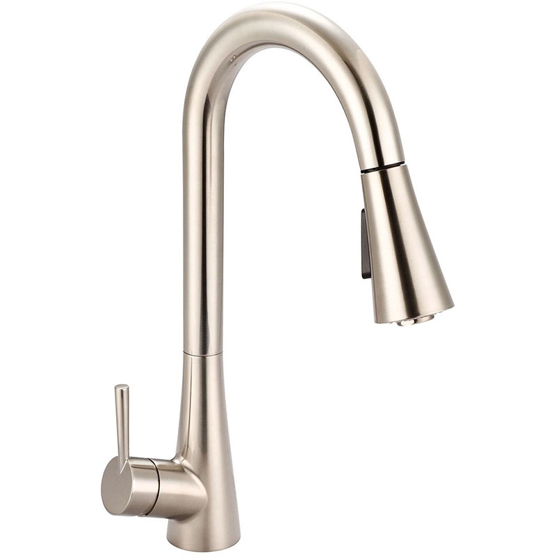 Olympia Single Handle Kitchen Faucet with Pull Down Sprayer - Satin Nickel