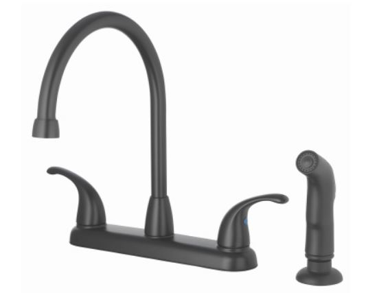 Two Handle Kitchen Faucet - Matte Black - With Spray