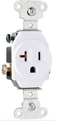 Single Gang Wall Receptacle - 20 Amp - White