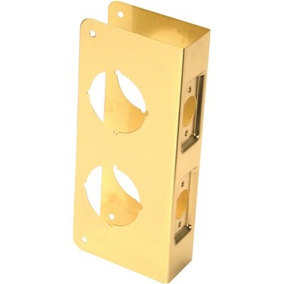 Door Lock Reinforcer - Notched - 1-3/4" x 4" x 9" - Polished Brass