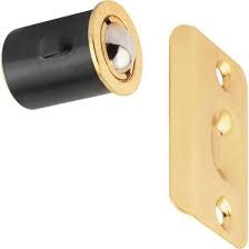 7/8" Drive In Ball Catch with Plate - Polished Brass