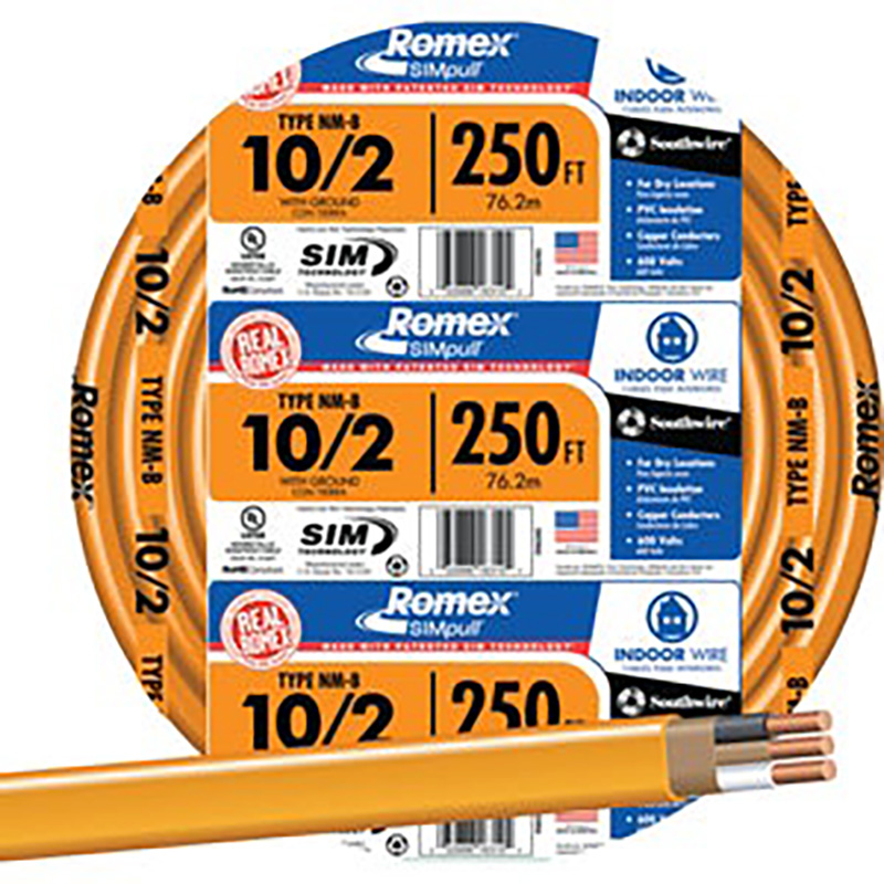 10/2 x 250' Solid Orange Romex Electrical Wire