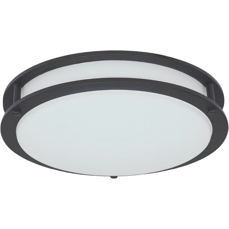12" LED 20W Selectable Ringed Ceiling Fixture - Matte Black