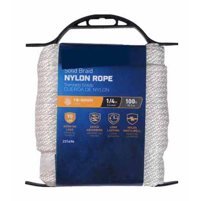 1/4" X 100' Wh Brd Nylon Rope