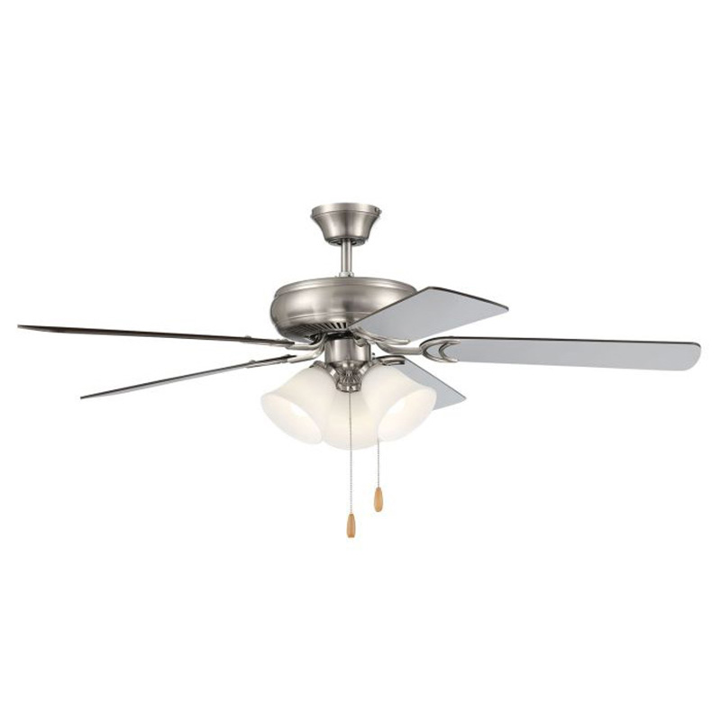 52" Satin Nickel Ceiling Fan with 3 Light Kit