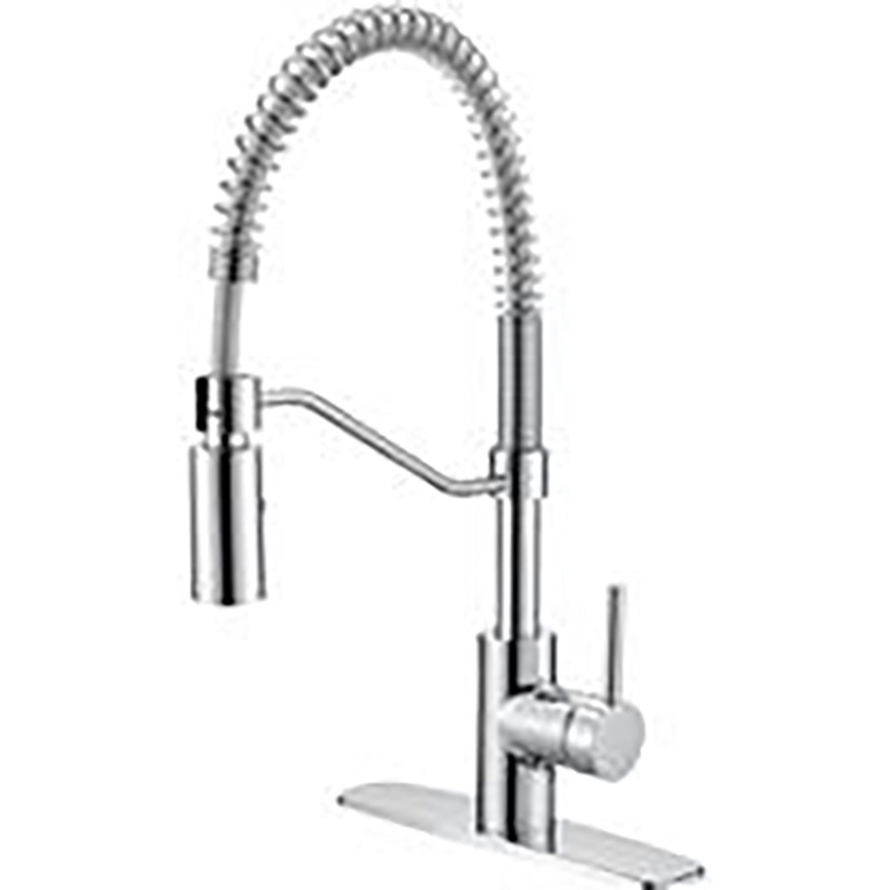 Single Handle Spring Neck Kitchen Faucet  with Pull Down Sprayer - Chrome