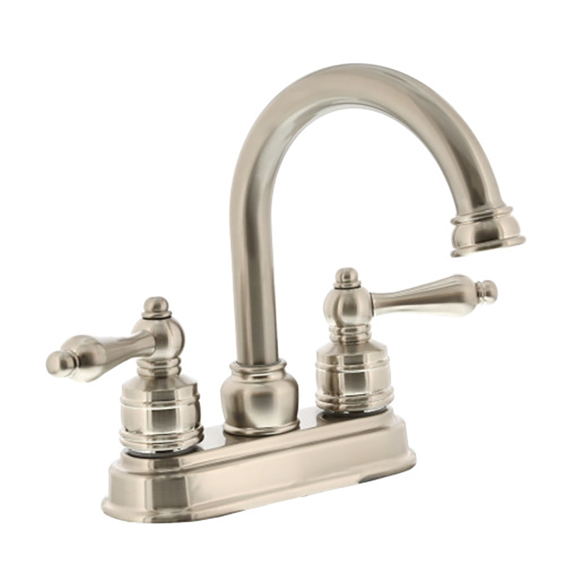 Banner Two Handle Bathroom Faucet - Satin Nickel - With Brass Pop-Up