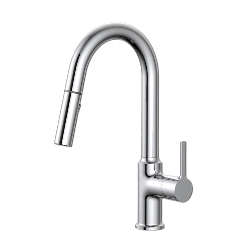 Single Handle Kitchen Faucet with Pull Down Sprayer - Satin Nickel