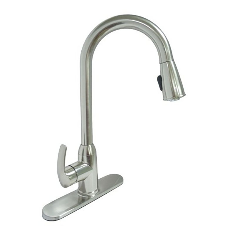 Single Handle Kitchen Faucet with Pull Down Sprayer - Satin Nickel