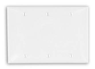 3 Gang Blank Wall Plate - Standard Size - White