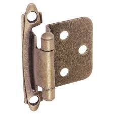 Flush Cabinet Door Hinge - Antique Brass