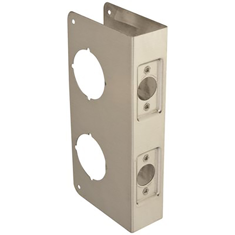 1-3/4" x 9" Notched Door Lock Reinforcer - Stainless Steel