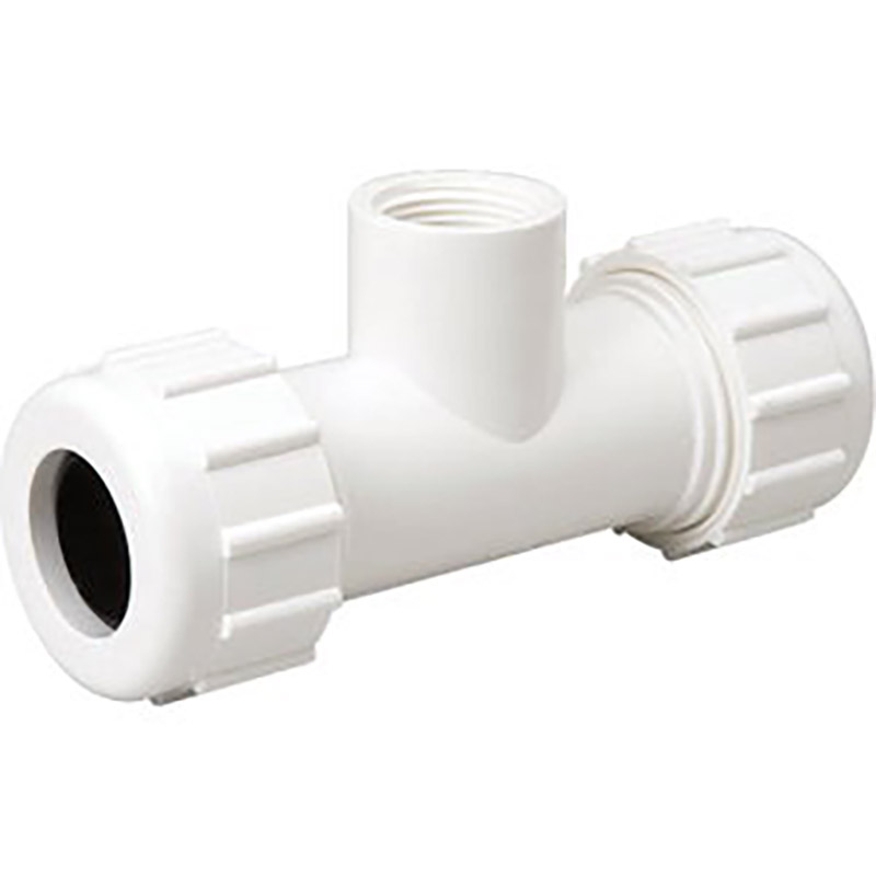 1/2" Schedule 40 PVC Compression Tee with 1/2" Threaded Branch