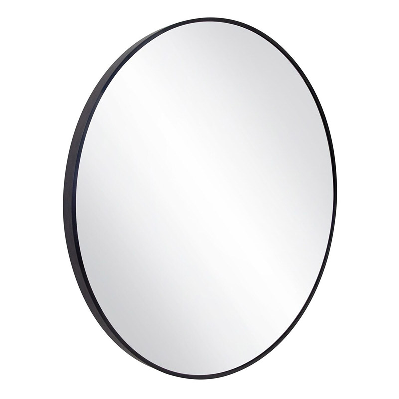 36" Round Framed Mirror - Black