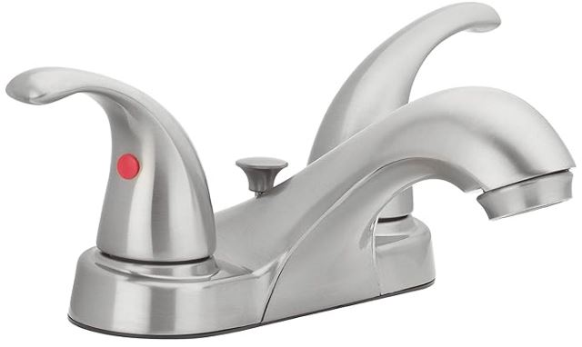 Aqua Vista Two Handle Bathroom Faucet - Satin Nickel - With Pop-Up