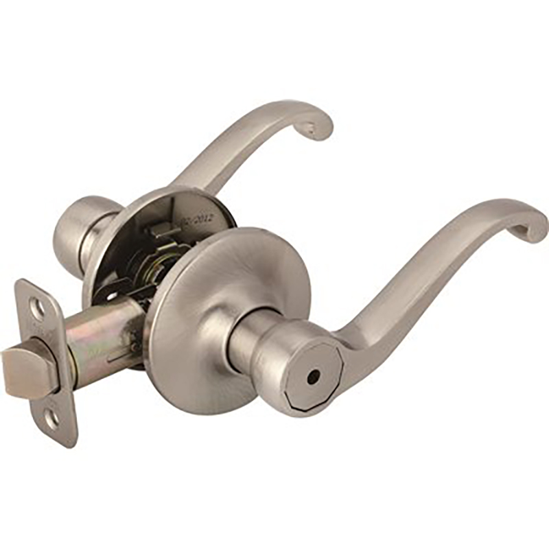 Decorative Lever Privacy Lock Satin Nickel